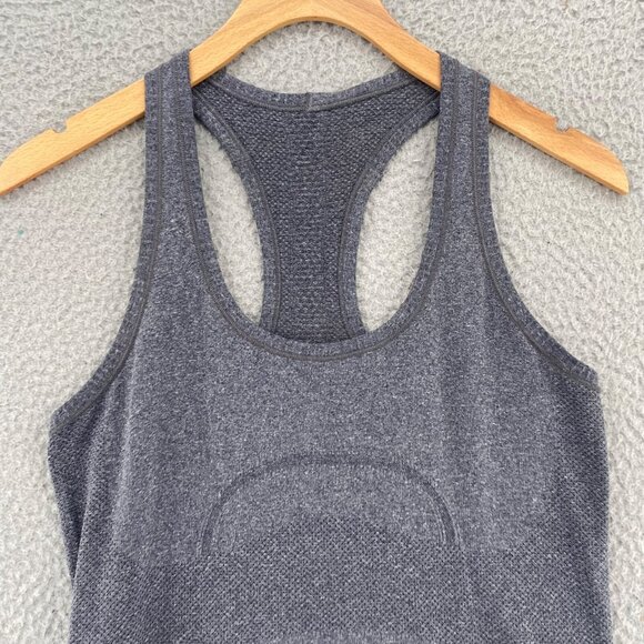 Lululemon Run Swiftly Tech Racerback Heathered Black Top Womens 6 Active Stretch - Picture 2 of 9